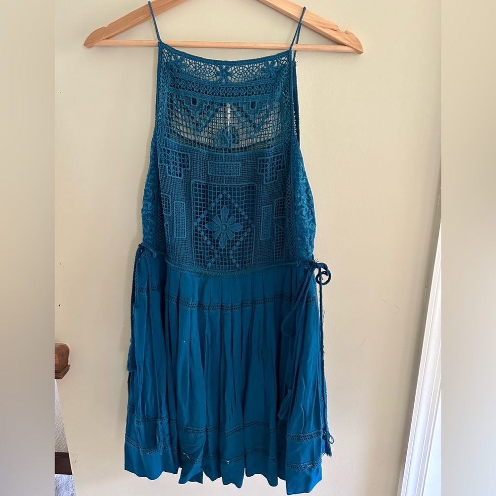 Free People teal mini dress